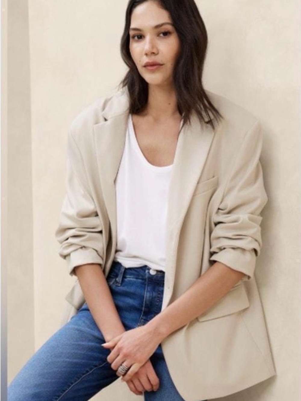 Banana Republic Heather Crean Oversized Relaxed Blazer